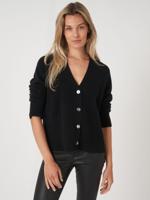 Geknoopt cashmere vest met geribde V-hals Geknoopt cashmere vest met geribde V-hals