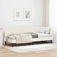 Hoekbedframe met hoofdeinde Crème 80 cm x 200 cm Fluweel