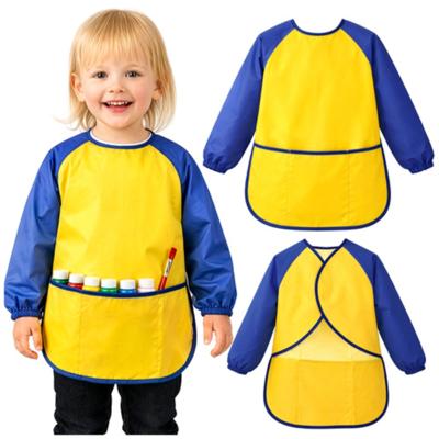 Kruzzel kinderschort - maat S - geel/blauw - nylon/polyester - waterdicht - kliederschort