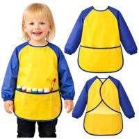 Kruzzel kinderschort - maat S - geel/blauw - nylon/polyester - waterdicht - kliederschort