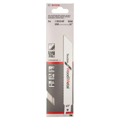 Bosch Professional S922HF Reciprozaagblad 150mm Flexible for Wood and Metal VE=5 - 2608656016