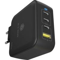 ICY BOX GaN Wandladegerät USB-C-adapter 100 W Zwart