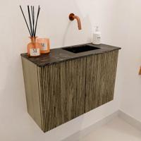 Toiletmeubel Mondiaz Joya Dlux | 60 cm | Meubelkleur Dusk | Faye wastafel Lava Wasbak Rechts | Zonder kraangat(en)