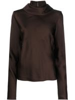 Jil Sander draped-neck long-sleeve blouse - Marron