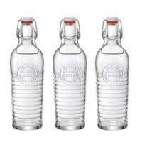 Bormioli Rocco beugelfles/weckfles - Set van 3x stuks - transparant - met beugeldop - 1200 ml