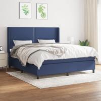 Boxspring met matras stof blauw 180x200 cm