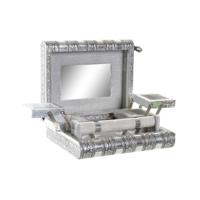 Juwelenkistje Home ESPRIT Zilverkleurig Natuurlijk Hout Aluminium 22,5 x 18,8 x 7,6 cm
