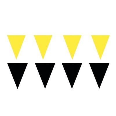 Feest versiering punt vlaggetjes pakket - 60 meter - geel en zwart - slingers / vlaggenlijnen