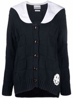 GANNI cardigan en maille intarsia à col marin - Bleu