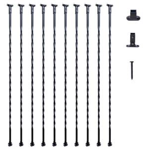 VEVOR Metalen trapbalusters 13x13x1122mm Decoratieve gegalvaniseerde stalen relingspindels 10-pack dekbalusters met holle wendingen Satijnzwarte spiraaltrapleuning