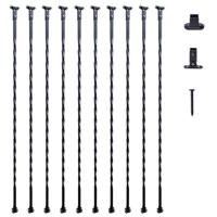 VEVOR Metalen trapbalusters 13x13x1122mm Decoratieve gegalvaniseerde stalen relingspindels 10-pack dekbalusters met holle wendingen Satijnzwarte spiraaltrapleuning