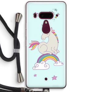 Regenboog eenhoorn: HTC U12+ Transparant Hoesje met koord