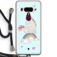 Regenboog eenhoorn: HTC U12+ Transparant Hoesje met koord