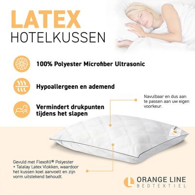 Hoofdkussen Latex - Hotel - Voor Zij - En Rugslapers - Vulling: Flexofill Polyester Talalay Latex Vlokken - Dekbed-Discounter.nl