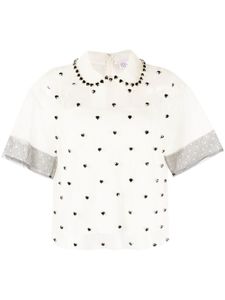 RED Valentino blouse en soie à ornements en cristal - Tons neutres