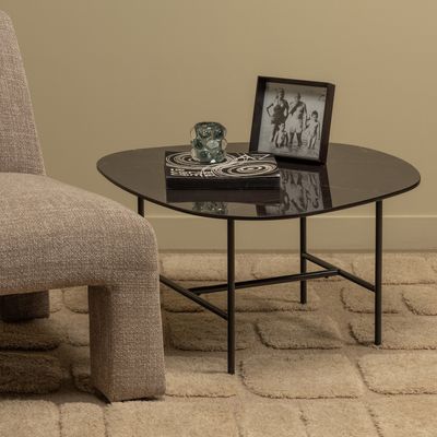 WOOOD Exclusive Salontafel 'Vajen' Marmerlook, 80 x 60cm, kleur Zwart