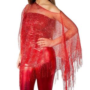 Verkleed visnet poncho/omslagdoek/stola - Dames - Rood - Carnaval party kleding