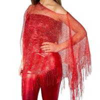 Verkleed visnet poncho/omslagdoek/stola - Dames - Rood - Carnaval party kleding - thumbnail