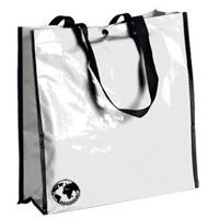 Shopper boodschappen opberg tas - wit - 38 x 38 cm - Glimmende boodschappentassen