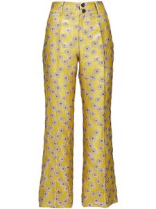 La DoubleJ pantalon évasé Hendrix à fleurs brodées - Jaune