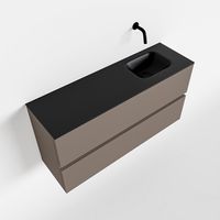 Toiletmeubel Mondiaz Ada | 100 cm | Meubelkleur Smoke | Lex wastafel Urban Rechts | Zonder kraangat