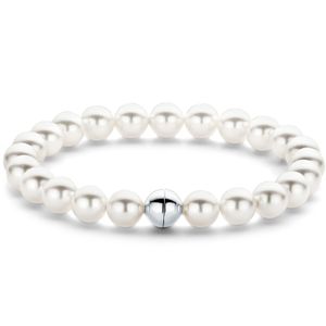 TI SENTO-Milano 23012PW Armband zilver-zoetwaterparel wit 8 mm