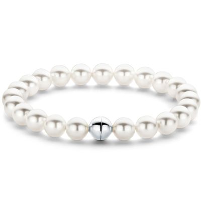 TI SENTO-Milano 23012PW Armband zilver-zoetwaterparel wit 8 mm