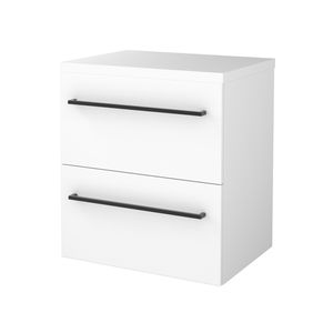Badmeubelset BWS Salt 60x46cm Met Grepen 2 Lades Met Afdekplaat Ice White