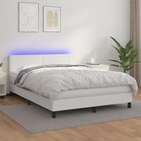Boxspring met matras en LED kunstleer wit 140x200 cm