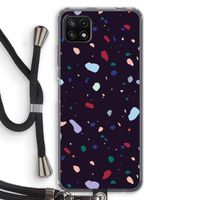 Dark Rounded Terrazzo: Samsung Galaxy A22 5G Transparant Hoesje met koord Dark Rounded Terrazzo: Samsung Galaxy A22 5G Transparant Hoesje met koord