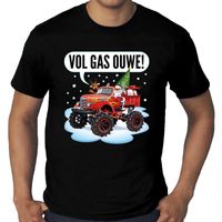 Grote maten kerst shirt Monstertruck Santa zwart voor heren - thumbnail