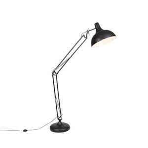 QAZQA Industriële vloerlamp zwart verstelbaar - Hobby