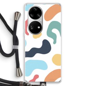 Memphis Shapes Blue: Huawei P50 Pro Transparant Hoesje met koord
