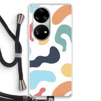 Memphis Shapes Blue: Huawei P50 Pro Transparant Hoesje met koord
