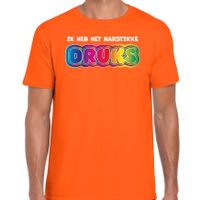 Foute party t-shirt voor heren - Ik heb het hartstikke druks - oranje - carnaval/themafeest