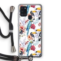 Bloemen tukan: Samsung Galaxy A21s Transparant Hoesje met koord