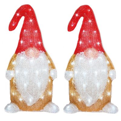 Set van 2x stuks kerstverlichting Led figuren voor buiten gnome/dwerg 19 x 22 x 44 cm