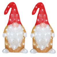 Set van 2x stuks kerstverlichting Led figuren voor buiten gnome/dwerg 19 x 22 x 44 cm