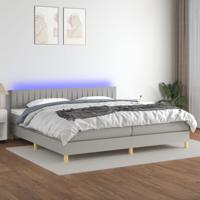 Boxspring met matras en LED stof lichtgrijs 200x200 cm