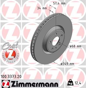 Remschijf COAT Z ZIMMERMANN, Remschijftype: Binnen geventileerd, u.a. für Audi, VW