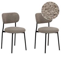 Beliani - CASEY - Eetkamerstoelen set van 2 - Taupe - Bouclé - thumbnail