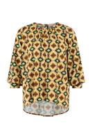 Mirren retro blouse - offwhite/mustard - 07037