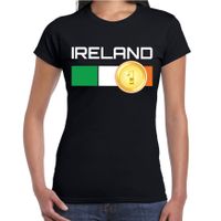 Ireland / Ierland landen shirt met gouden medaille en Ierse vlag zwart voor dames 2XL  -