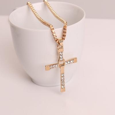 Kristallen Jezus Kruis hanger ketting voor mannen geschenk sieraden (goud)