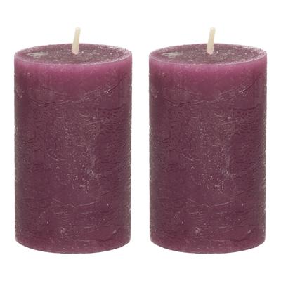 Stompkaars - 2x - bordeaux rood - 5 x 8 cm - klein rustiek model - cilinderkaars - kaars