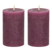 Stompkaars - 2x - bordeaux rood - 5 x 8 cm - klein rustiek model - cilinderkaars - kaars