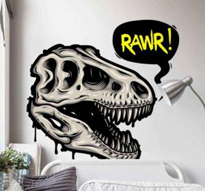 Dino muursticker Komische dinosaurus hoofd