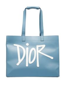 Christian Dior Pre-Owned x Stüssy grand sac cabas à logo appliqué pre-owned - Bleu