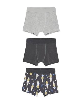 HEMA Kinderboxers ijsjes - 3 stuks antraciet (antraciet)