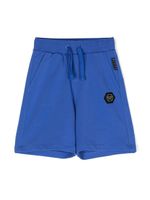 Philipp Plein Junior short à patch logo latéral - Bleu